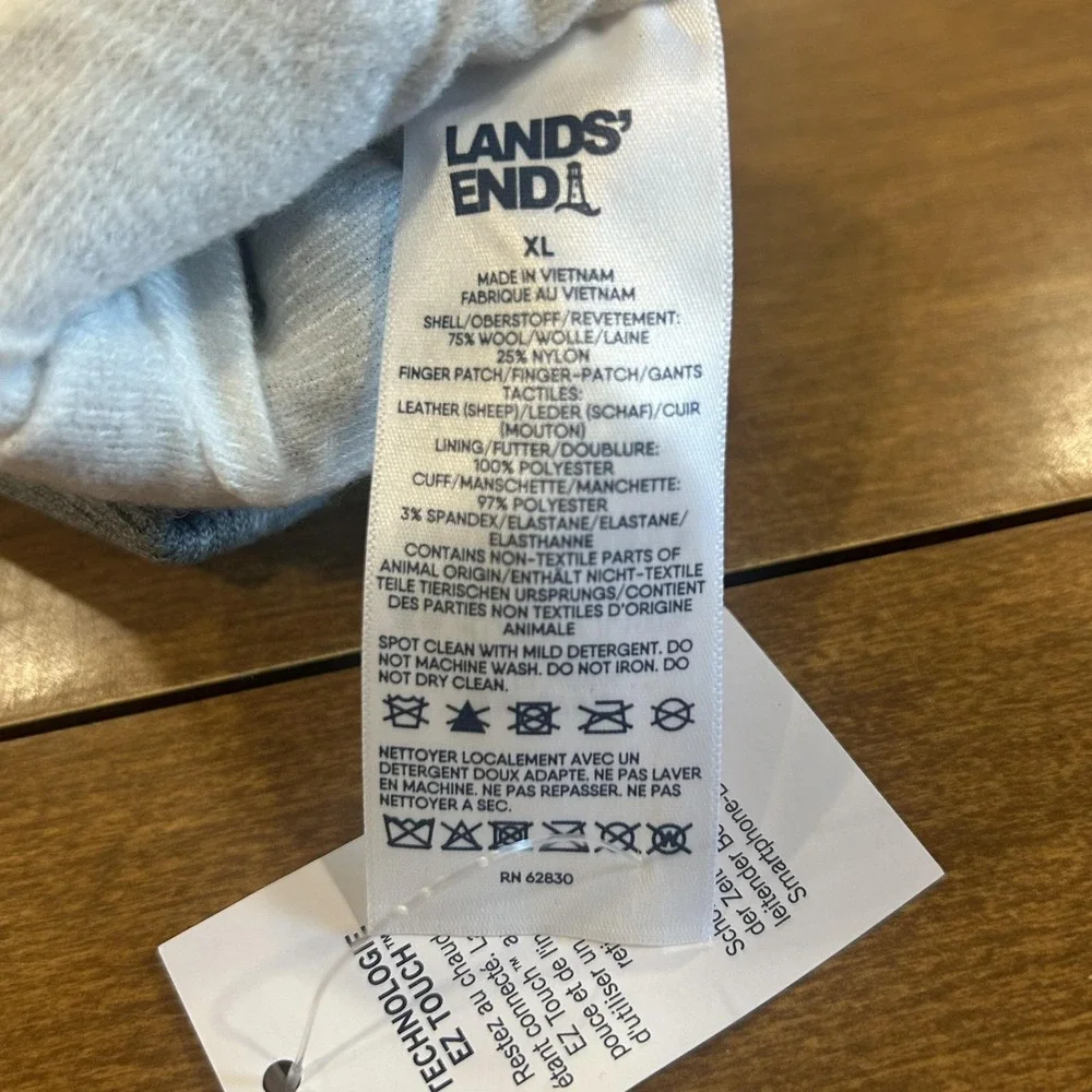 Lands' End Gloves Woman's XL Gray Wool Blend Knit Lined EZ Touch Touchscreen